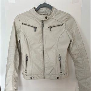 Faux leather moto jacket. Bone.  girls 14/16